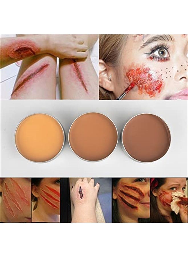 VERONNI SFX Makeup kit 12 Colors Face Body Paint Oil（96g）Halloween Makeup with Special Effects Wound Scar Wax, Fake Scab Blood, Spatula, 10 Brushes,1 Stipple Sponge (02) - Image 5