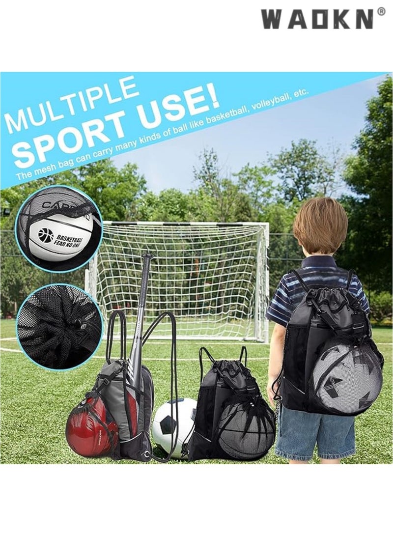 WAOKN Basketball Backpack, Drawstring Soccer Bag for Boys, Foldable Soccer Backpack with Detachable Mesh Ball Bag, Gym Bag for Basketball, Soccer, Volleyball and Baseball - Image 5