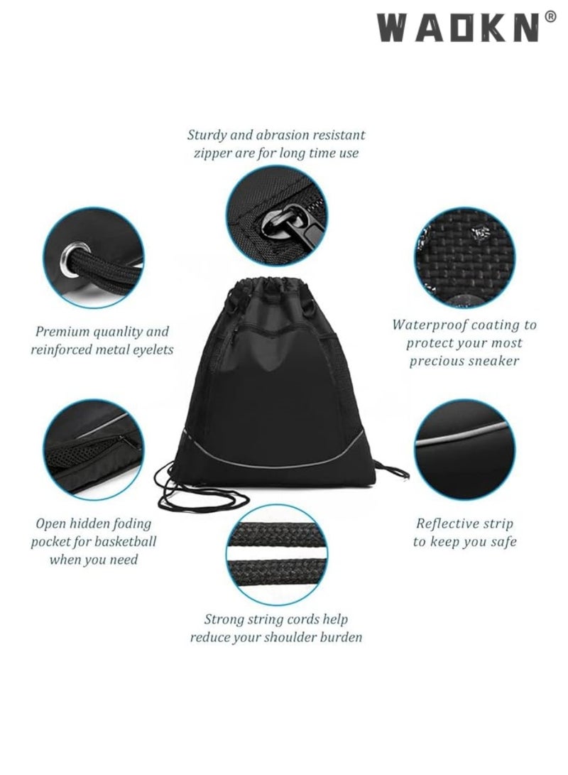 WAOKN Basketball Backpack, Drawstring Soccer Bag for Boys, Foldable Soccer Backpack with Detachable Mesh Ball Bag, Gym Bag for Basketball, Soccer, Volleyball and Baseball - Image 3