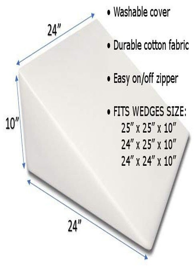 MoonRest 7”, 10”, 12”- inch Foam Bed Wedge Zippered Cover/Pillow Replacement Cover (24" X 24" X 10", Black) - Image 2