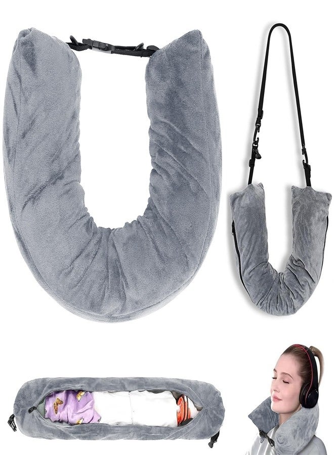 WAONIQ Stuffable Travel Pillow for Extra Luggage, Tube Neck Pillow, Soft Velvet Travel Neck Pillow Storage Bag with Adjustable Neck Size, Fits Up to 3 Days of Travel Essentials, Stuff-able, Transformable - Image 1