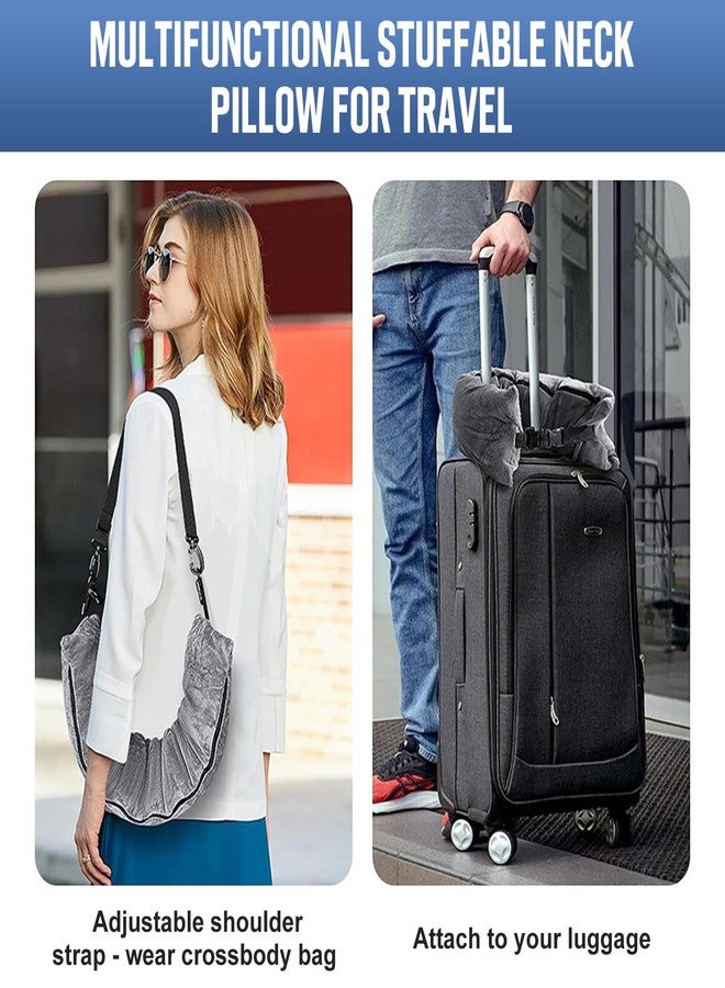 WAONIQ Stuffable Travel Pillow for Extra Luggage, Tube Neck Pillow, Soft Velvet Travel Neck Pillow Storage Bag with Adjustable Neck Size, Fits Up to 3 Days of Travel Essentials, Stuff-able, Transformable - Image 4