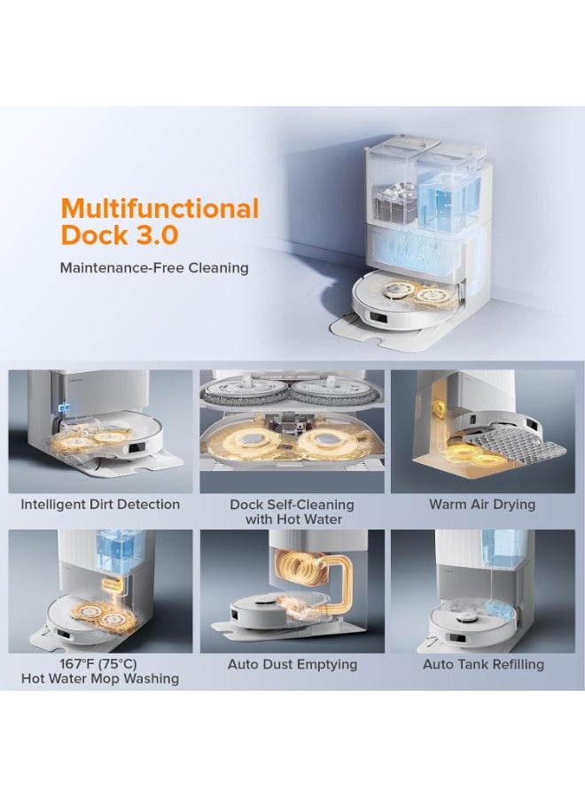 Roborock Qrevo C Pro Robot Vacuum and Mop, 18,500Pa Suction, Dual Zero-Tangling, FlexiArm Side Brush, Hot Water Mop Washing & Warm Air Drying, Self-Emptying&Refilling, Smart Obstacle Avoidance White - Image 4