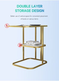 Occuwzz White and Gold C Shaped End Table for Couch 3-Tier Side Table with Storage Shelf Small Spaces Round Corner End Table  - Image 4