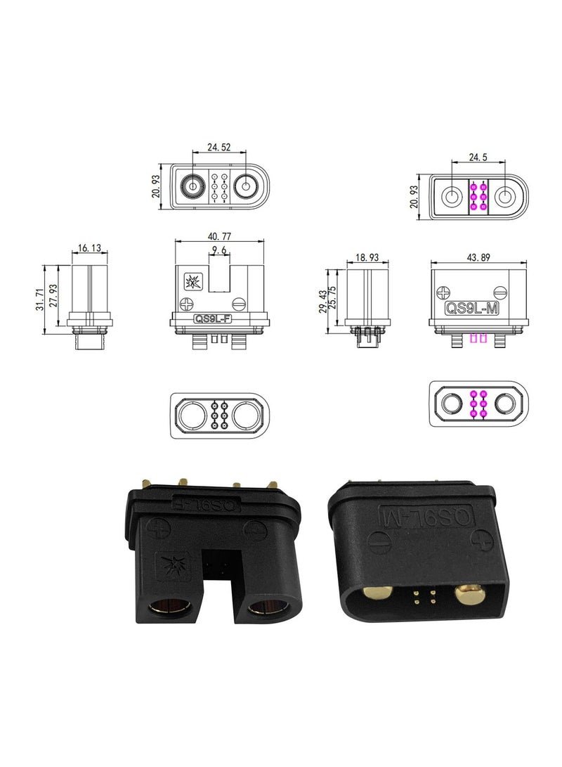 Barakah 180 Amp High Current Quick Connector, Anti-Spark Connector 6-10 Gauge Quick Connect/Disconnect Battery Terminal for Golf E-Bike RV Winches Lifts Motor- 2 Pcs Qs9L - Image 2