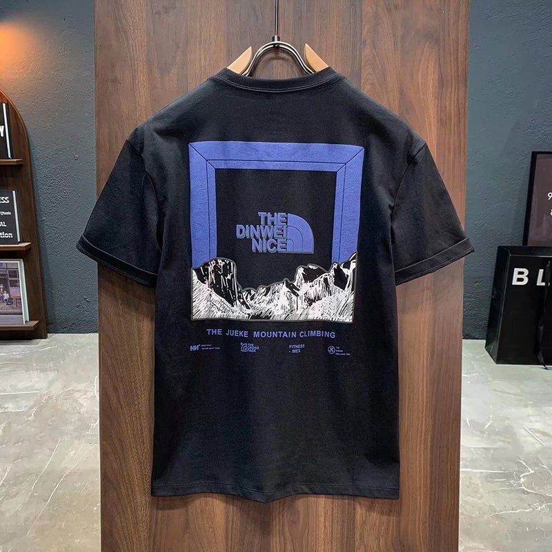 Social Spirit Guy Pure Cotton All-match Half-sleeve Trendy Mens Fashionable ins Style Simple T-shirt Cyber Trendy Handsome Personalized Short-sleeve Black - Image 1