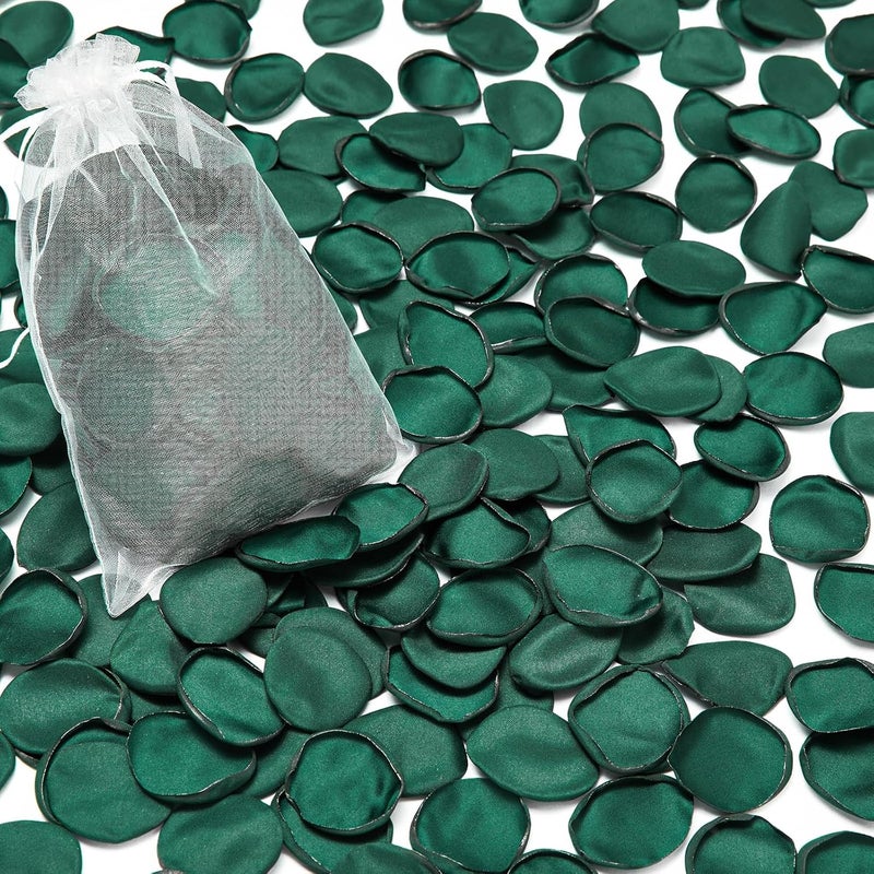 Serwalin 300Pcs Silk Rose Petals Flower Petals for Christmas Weddings Proposal Dark Green Petals Flower Girl Petals Aisle Flower Girl Basket Runner Bridal Shower Table Decor - Image 1