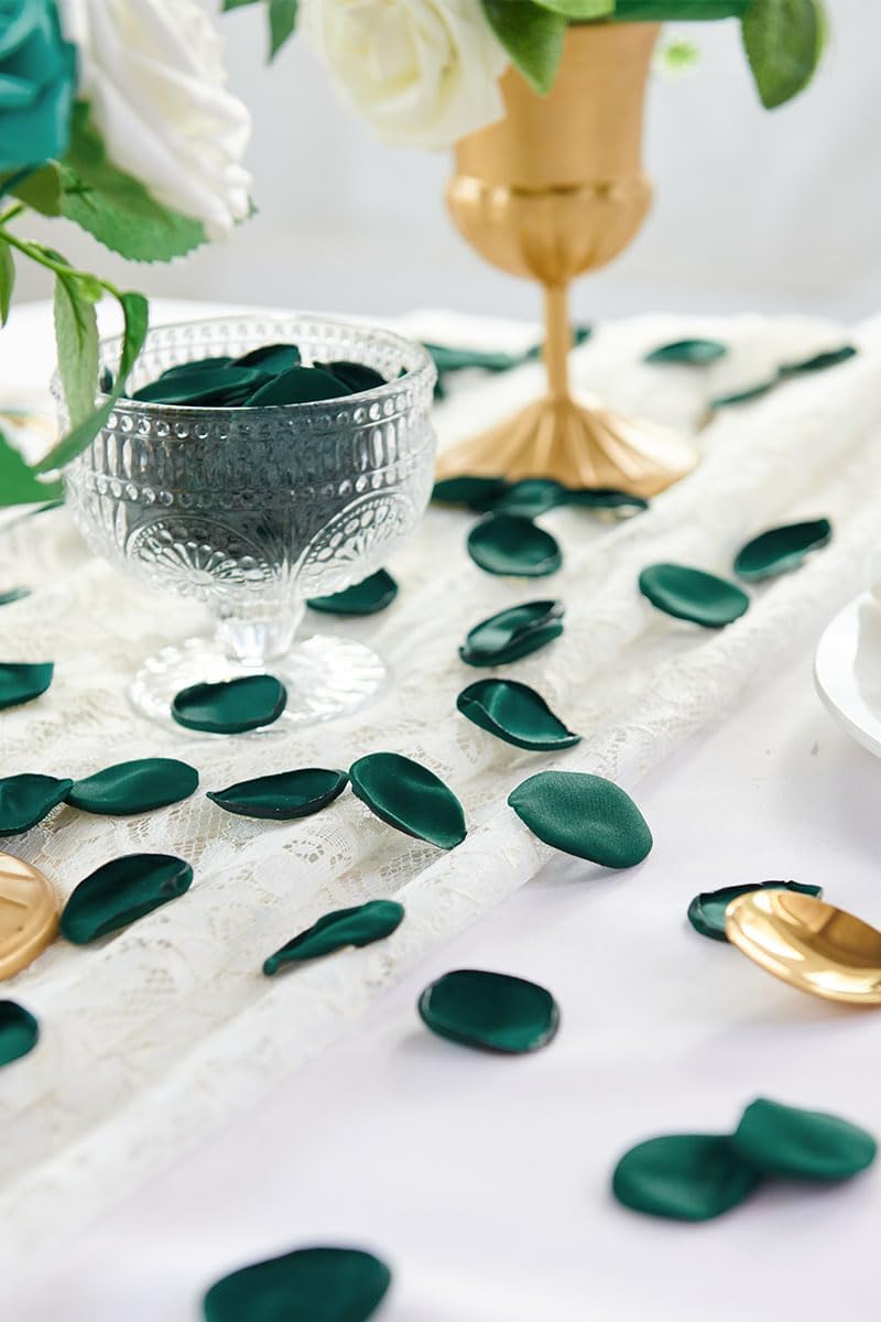 Serwalin 300Pcs Silk Rose Petals Flower Petals for Christmas Weddings Proposal Dark Green Petals Flower Girl Petals Aisle Flower Girl Basket Runner Bridal Shower Table Decor - Image 2