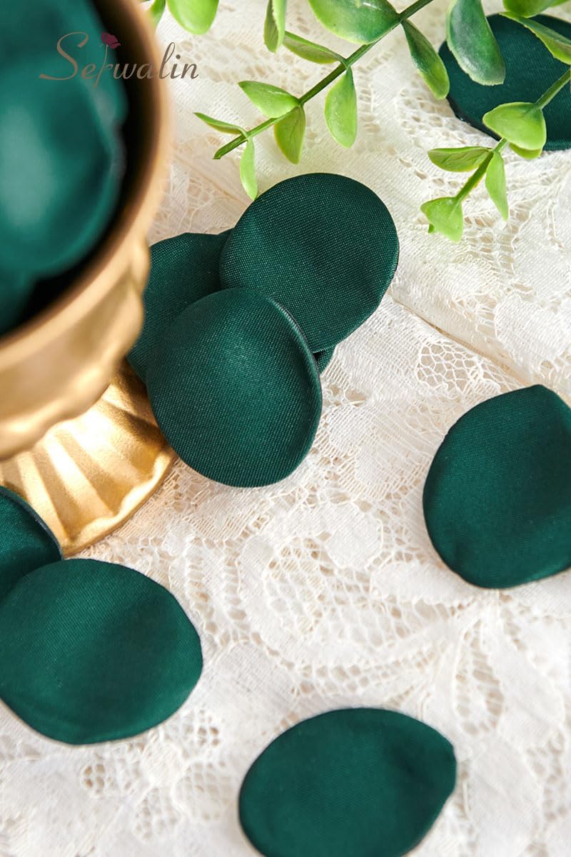 Serwalin 300Pcs Silk Rose Petals Flower Petals for Christmas Weddings Proposal Dark Green Petals Flower Girl Petals Aisle Flower Girl Basket Runner Bridal Shower Table Decor - Image 3