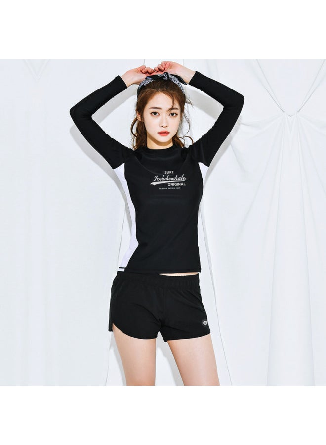 New Women's Swimsuit Long-sleeved Boxer Two-piece Set Men's Long-sleeved Beach Pants Plus Size Surfing Diving Swimsuit For Couples