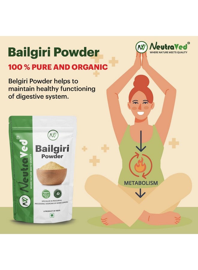 NeutraVed Bael Giri Powder - 100% Pure and Natural, Food-Grade Stand-Up Zipper Pouch, Pack of 1 (200g) - Image 2