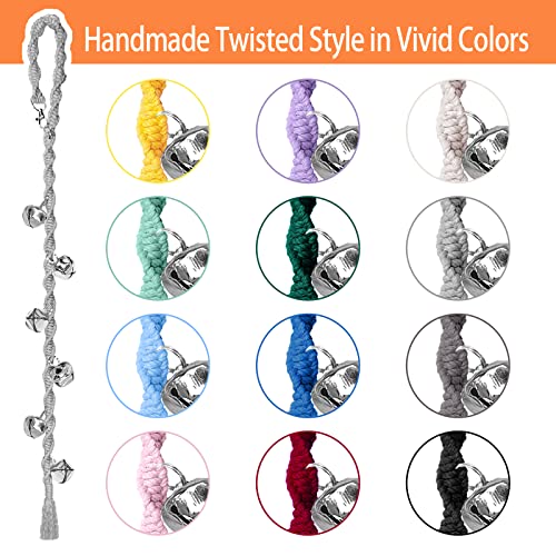 GINIDEAR Dog Bells to Go Outside & Puppy Potty Training, Adjustable Dog Door Bell Ring to Go Potty, Handmade with Premium Yarn. Twisted Style, LightGrey - Image 4