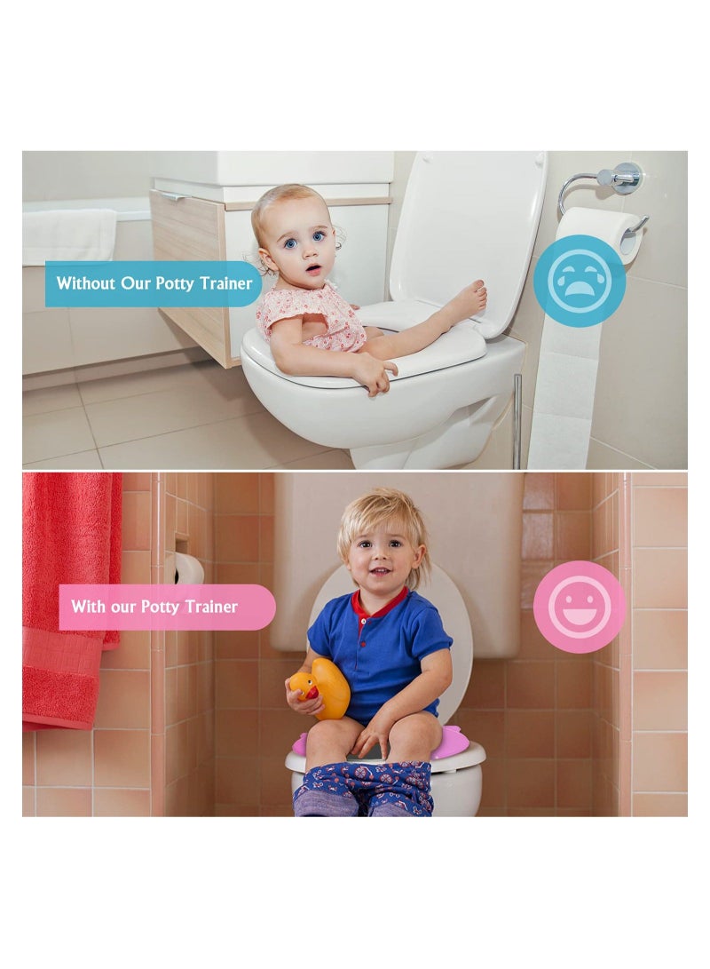 Captaintech Kids Toilet Seat Cover, Portable Potty Seat for Toddler Travel -  Foldable Non-Slip Suction Cups Potty Training Toilet Seat Cover Travel Potty for Boys Girls (Pink Owl) - Image 3