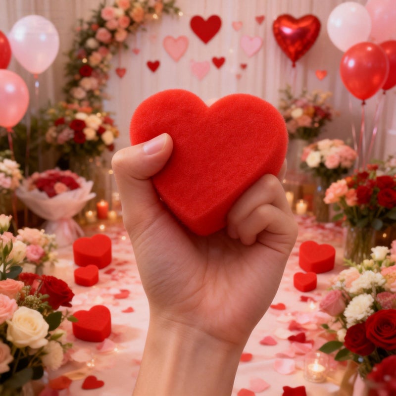 Hosfairy 10Pcs Soft Red Sponge Heart Magic Red Heart for Valentine Day Wedding Supplies - Image 4