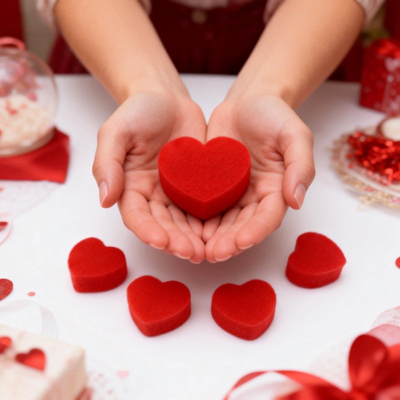 Hosfairy 10Pcs Soft Red Sponge Heart Magic Red Heart for Valentine Day Wedding Supplies - Image 3