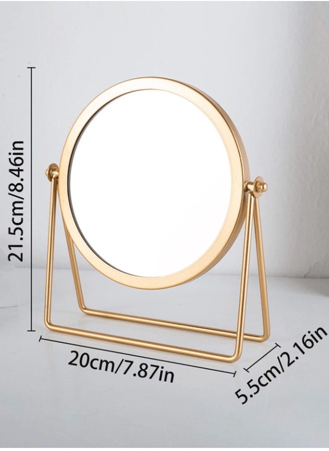 ZCM-HAPPY - Short Golden Table Mirror - Celebrity Style Desktop Makeup Mirror for Dormitories and Students, Portable and Large - Image 1