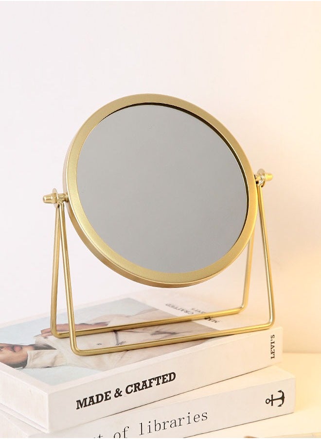 ZCM-HAPPY - Short Golden Table Mirror - Celebrity Style Desktop Makeup Mirror for Dormitories and Students, Portable and Large - Image 1