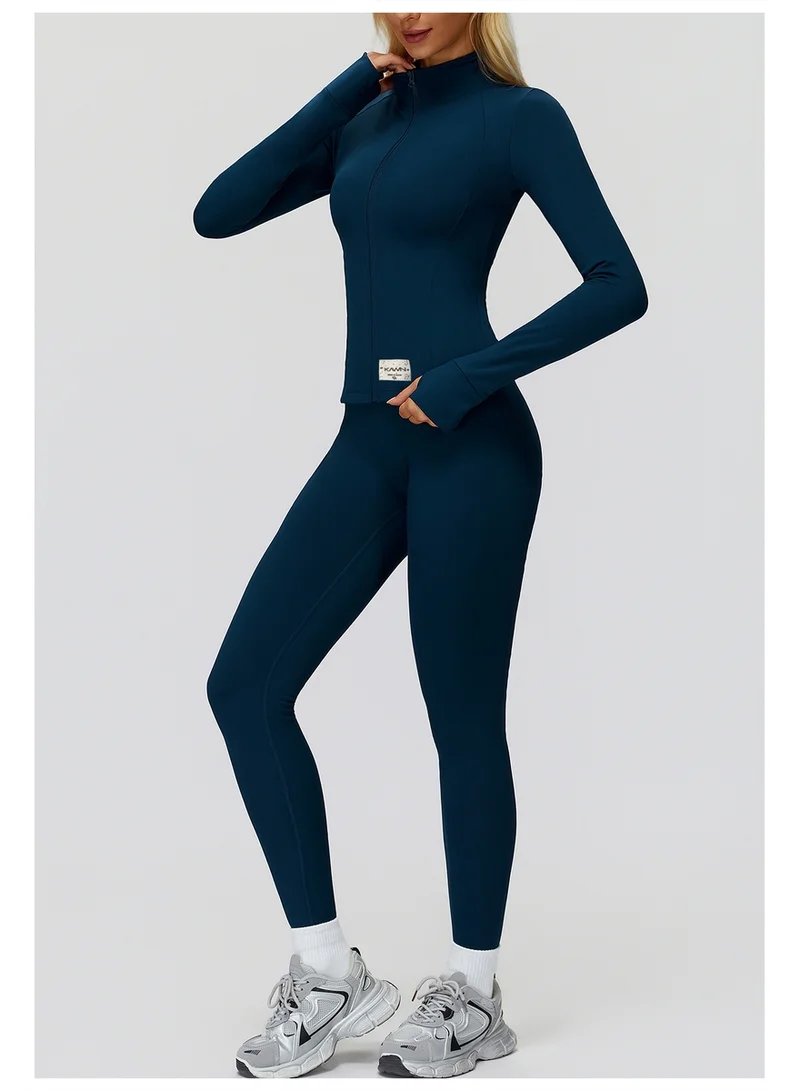 KAWN.YOGA Midnight-Blue Fitted High-Neck Jacket for Women | Best Price UAE