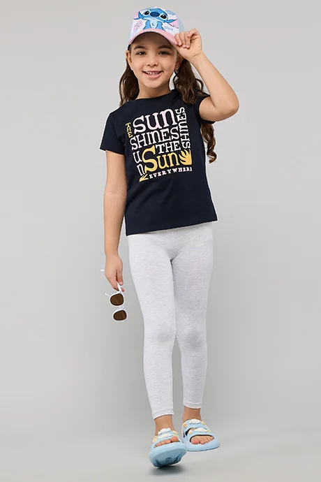 أر أند بي Printed T-Shirt with Crew Neck and Short Sleeves