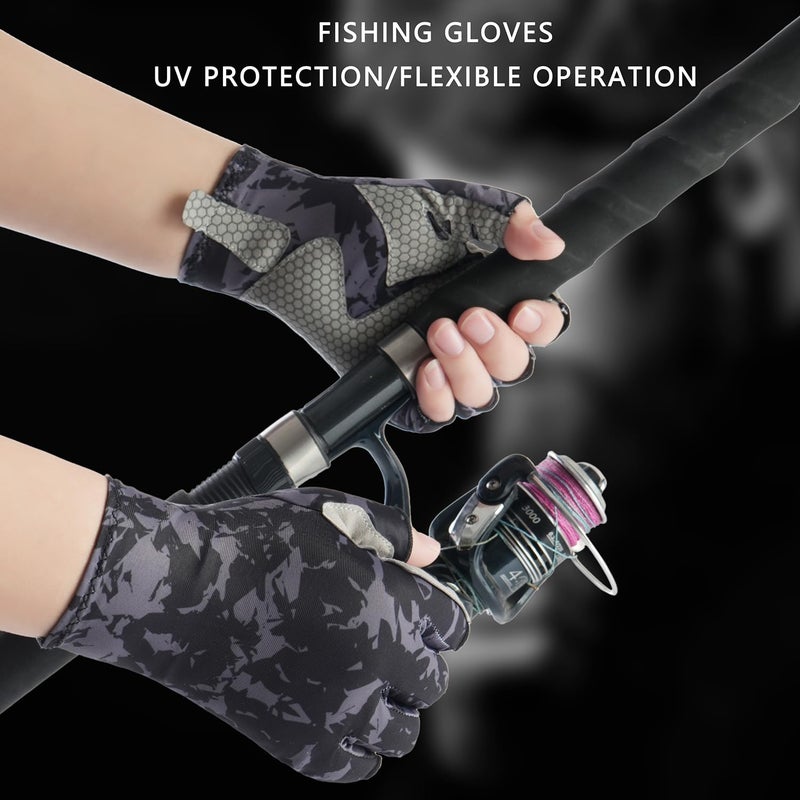 CHSMONB Fishing Gloves UPF50+ Sun Gloves, UV Protection Fingerless Gloves Men Women for Fishing, Kayaking, Rowing, Paddling, Canoeing, Hunting (GL) - Image 2