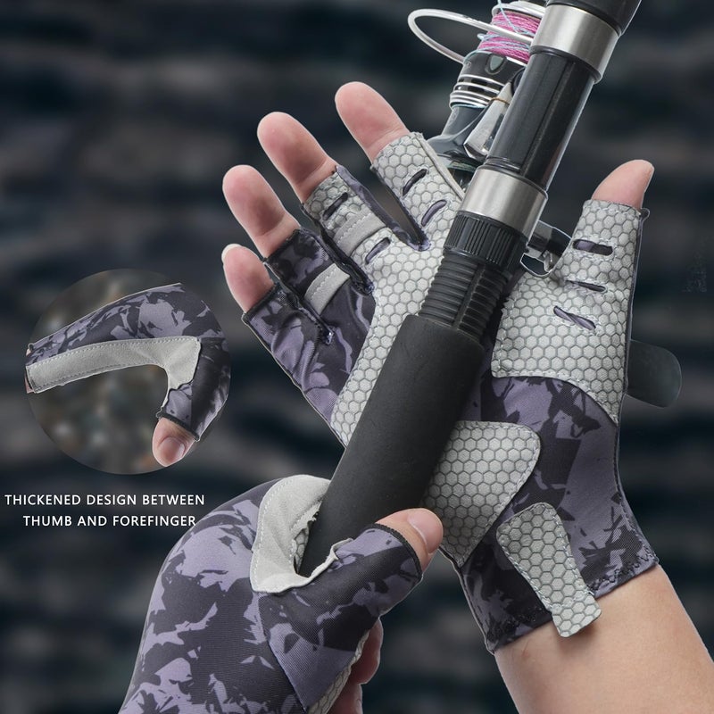 CHSMONB Fishing Gloves UPF50+ Sun Gloves, UV Protection Fingerless Gloves Men Women for Fishing, Kayaking, Rowing, Paddling, Canoeing, Hunting (GL) - Image 3