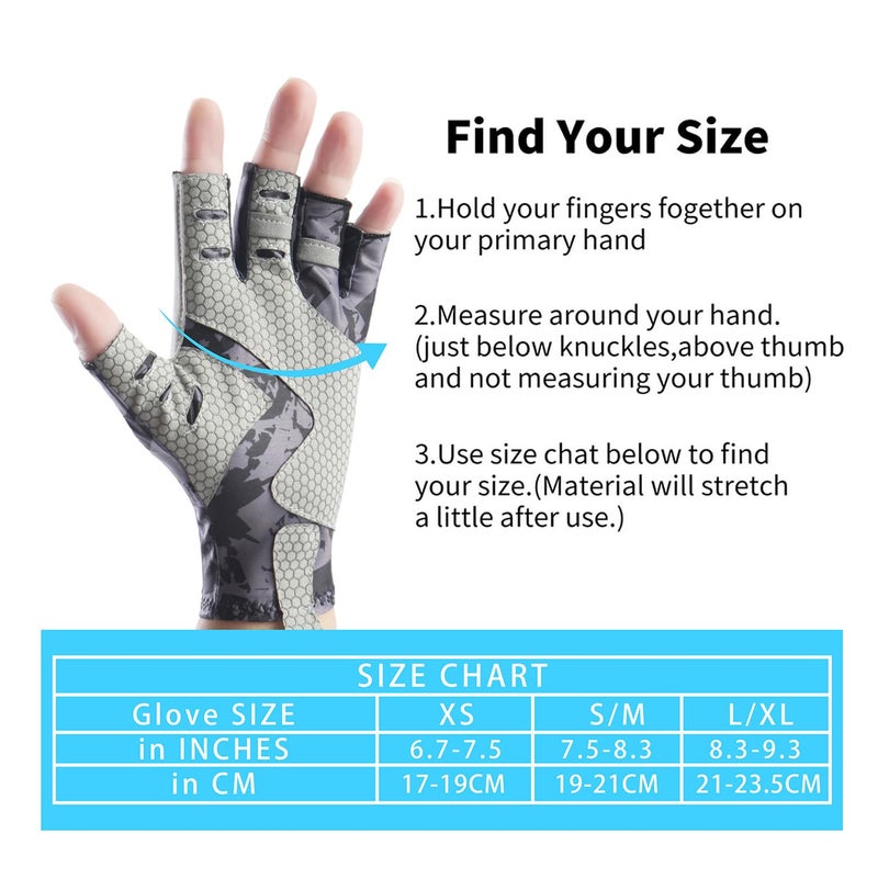 CHSMONB Fishing Gloves UPF50+ Sun Gloves, UV Protection Fingerless Gloves Men Women for Fishing, Kayaking, Rowing, Paddling, Canoeing, Hunting (GL) - Image 4