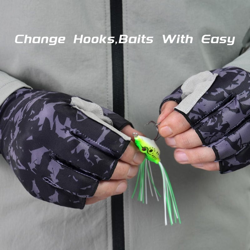 CHSMONB Fishing Gloves UPF50+ Sun Gloves, UV Protection Fingerless Gloves Men Women for Fishing, Kayaking, Rowing, Paddling, Canoeing, Hunting (GL) - Image 5