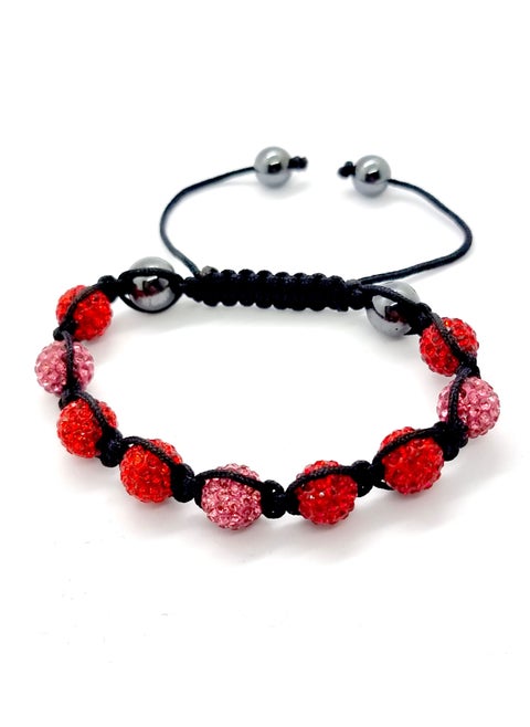 Shamballa Bracelet with 9 Crystal Disco Ball Beads and Adjustable Cord String