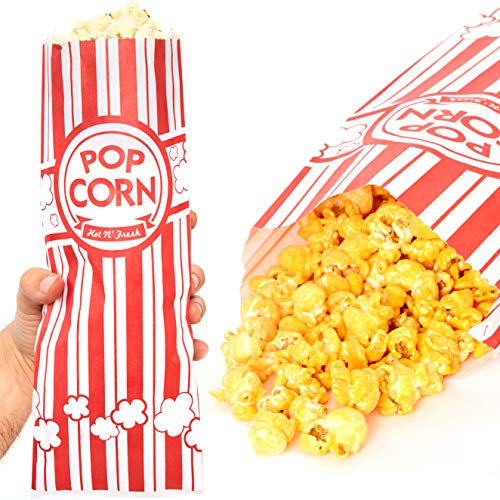 Avant Grub Leak-proof, Grease Resistant Popcorn Bags 50 Pack. Tear Resistant, Single Serving 2oz Paper Sleeves in Nostalgic Red/White Design. Great Movie Theme Party Supplies, Retro Carnivals & Fundraisers - Image 2
