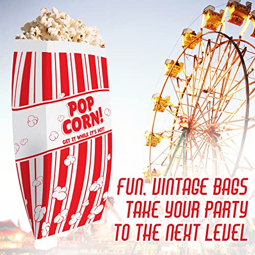 Avant Grub Leak-proof, Grease Resistant Popcorn Bags 50 Pack. Tear Resistant, Single Serving 2oz Paper Sleeves in Nostalgic Red/White Design. Great Movie Theme Party Supplies, Retro Carnivals & Fundraisers - Image 5