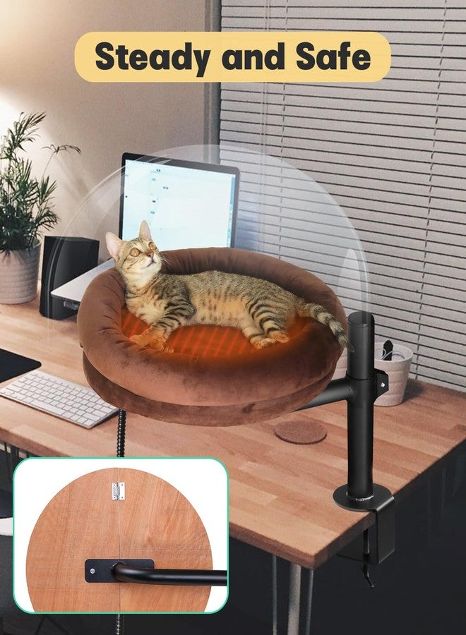 Lamlingo Cat Bed for Desk,Keeps Kitten Close and Workspace Clear Cat Bed,Height Adjustable and Rotatable,Drilling-Free(Heated Brown,18.5" Lx17.5 Wx17.5 W) - Image 3