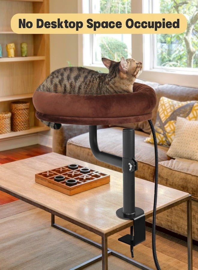 Lamlingo Cat Bed for Desk,Keeps Kitten Close and Workspace Clear Cat Bed,Height Adjustable and Rotatable,Drilling-Free(Heated Brown,18.5" Lx17.5 Wx17.5 W) - Image 4