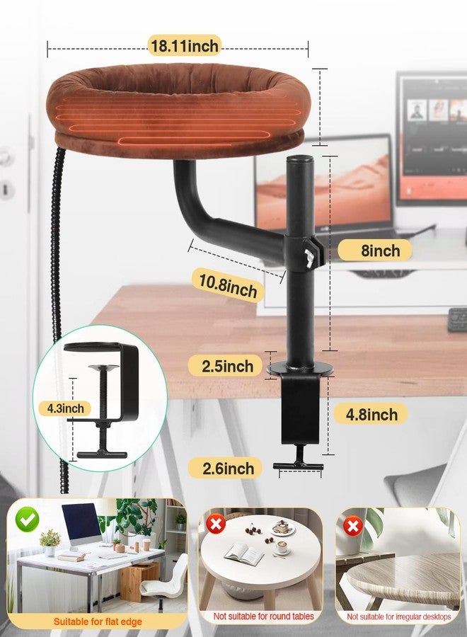 Lamlingo Cat Bed for Desk,Keeps Kitten Close and Workspace Clear Cat Bed,Height Adjustable and Rotatable,Drilling-Free(Heated Brown,18.5" Lx17.5 Wx17.5 W) - Image 5