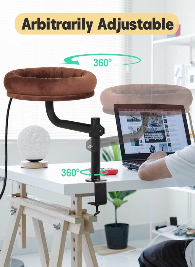 Lamlingo Cat Bed for Desk,Keeps Kitten Close and Workspace Clear Cat Bed,Height Adjustable and Rotatable,Drilling-Free(Heated Brown,18.5" Lx17.5 Wx17.5 W) - Image 2