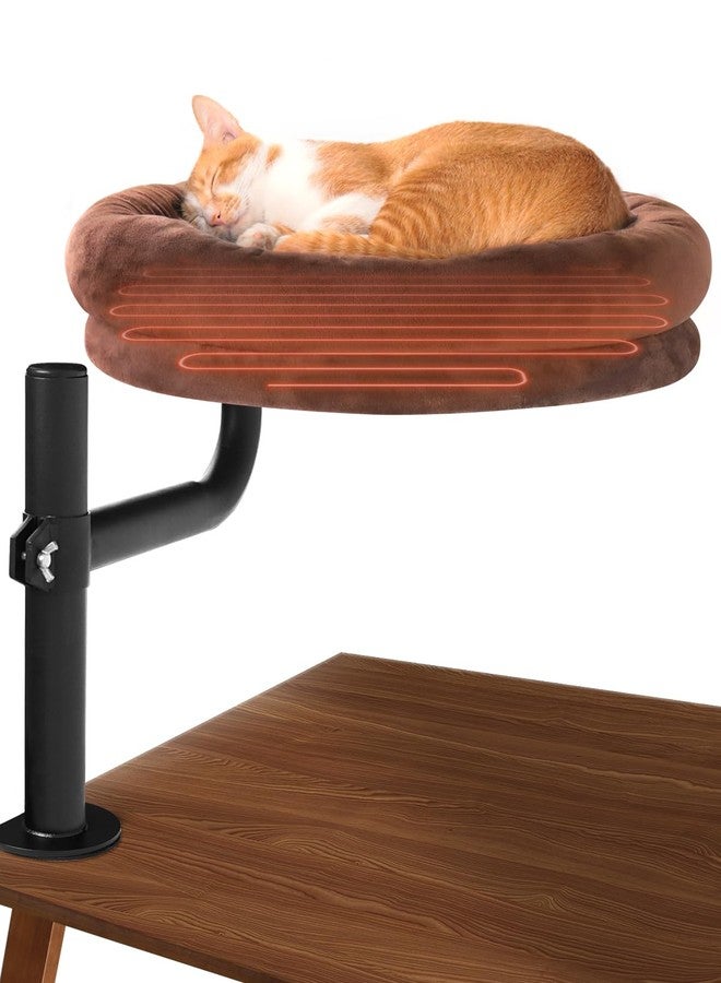 Lamlingo Cat Bed for Desk,Keeps Kitten Close and Workspace Clear Cat Bed,Height Adjustable and Rotatable,Drilling-Free(Heated Brown,18.5" Lx17.5 Wx17.5 W) - Image 1