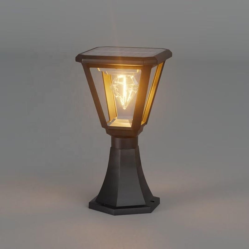 LED Solar Garden Light, Waterproof Outdoor Lighting, Classic Pole Design, Black, with Built-in Solar Panel for Pathway Patio