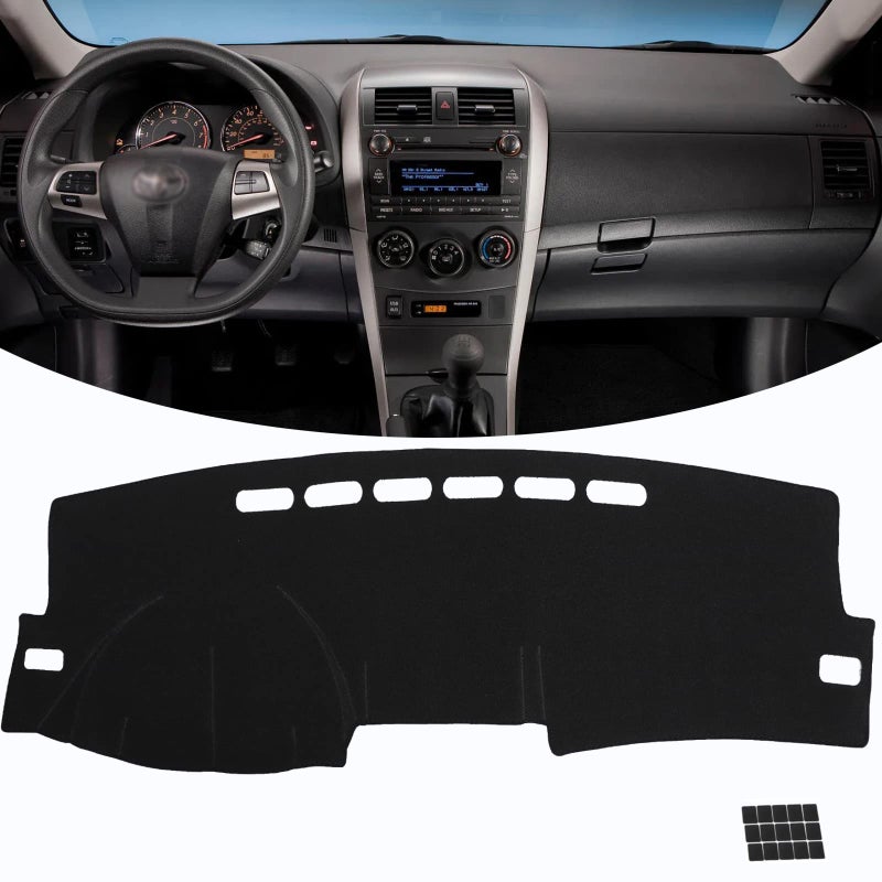 KEYOOG Dashboard Cover Dash Mat Fit for toyota Corolla 20132009 for Left Hand DriveCar Dash Board Mat AntiGlare CarpetNonSlip Pad Sunshield Protector Black