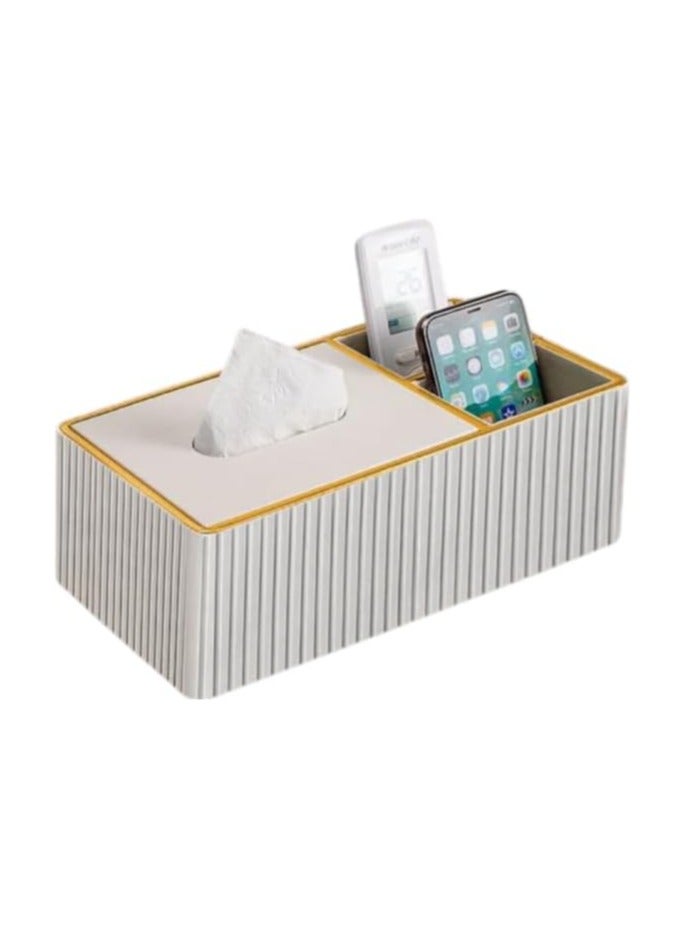Reko PU Leather Tissue Box Cover Holder Multifunctional, Napkin Holder, Modern Facial Tissue Pumping Paper Decorative Tissue  - Image 1
