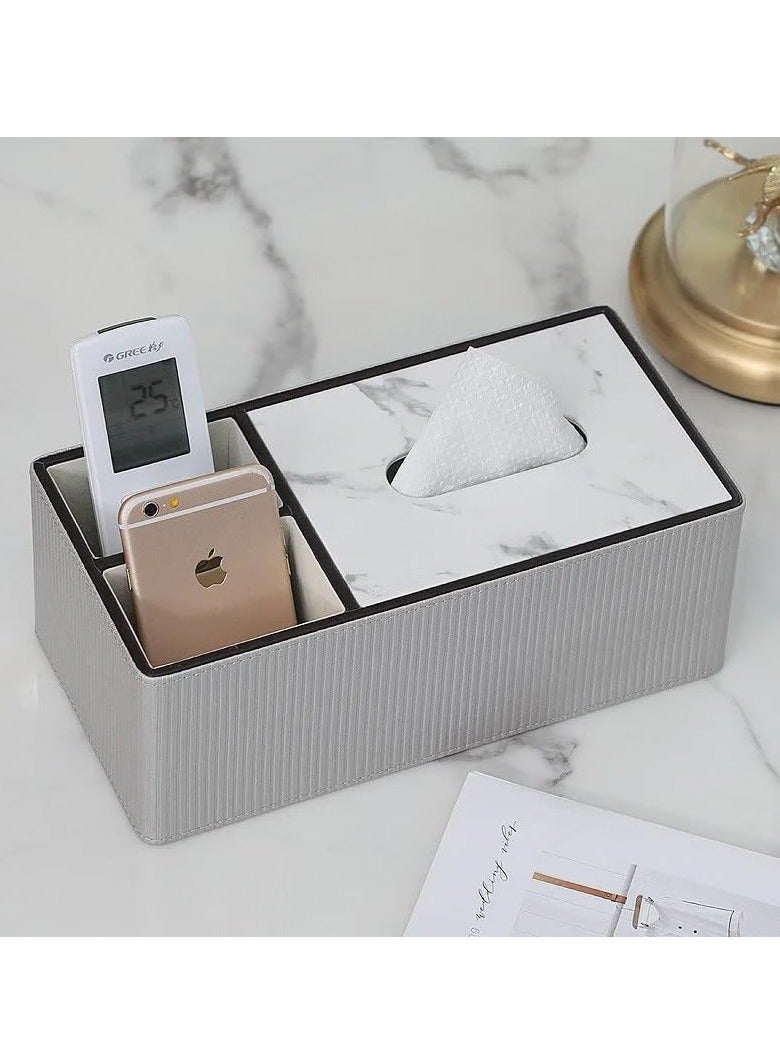 Reko PU Leather Tissue Box Cover Holder Multifunctional, Napkin Holder, Modern Facial Tissue Pumping Paper Decorative Tissue  - Image 5