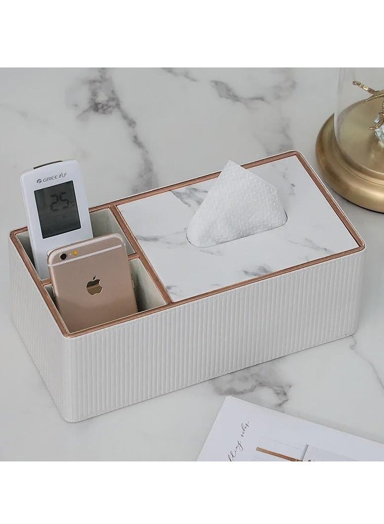 Reko PU Leather Tissue Box Cover Holder Multifunctional, Napkin Holder, Modern Facial Tissue Pumping Paper Decorative Tissue  - Image 3