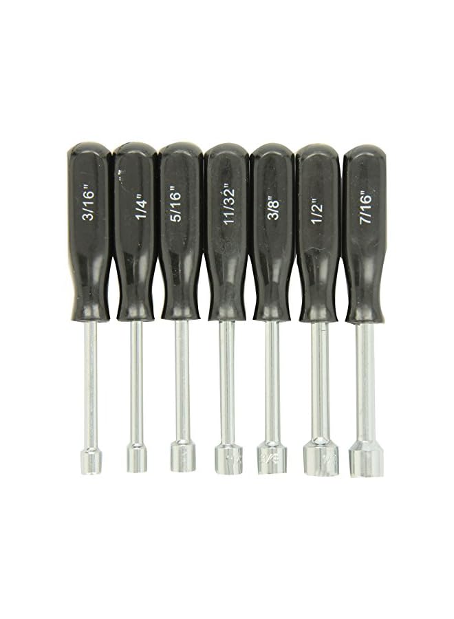 Performance Tool 1910 7-Piece SAE Nut Driver Set for Tightening and Loosening Fasteners with Comfortable Grip Handles and Convenient Storage Case - Image 2