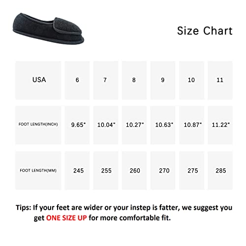 Git-up Women Diabetic Slippers/W Arthritis Edema Adjustable Closure Memory Foam House Shoes Open Toe 7#,Black.. - Image 5
