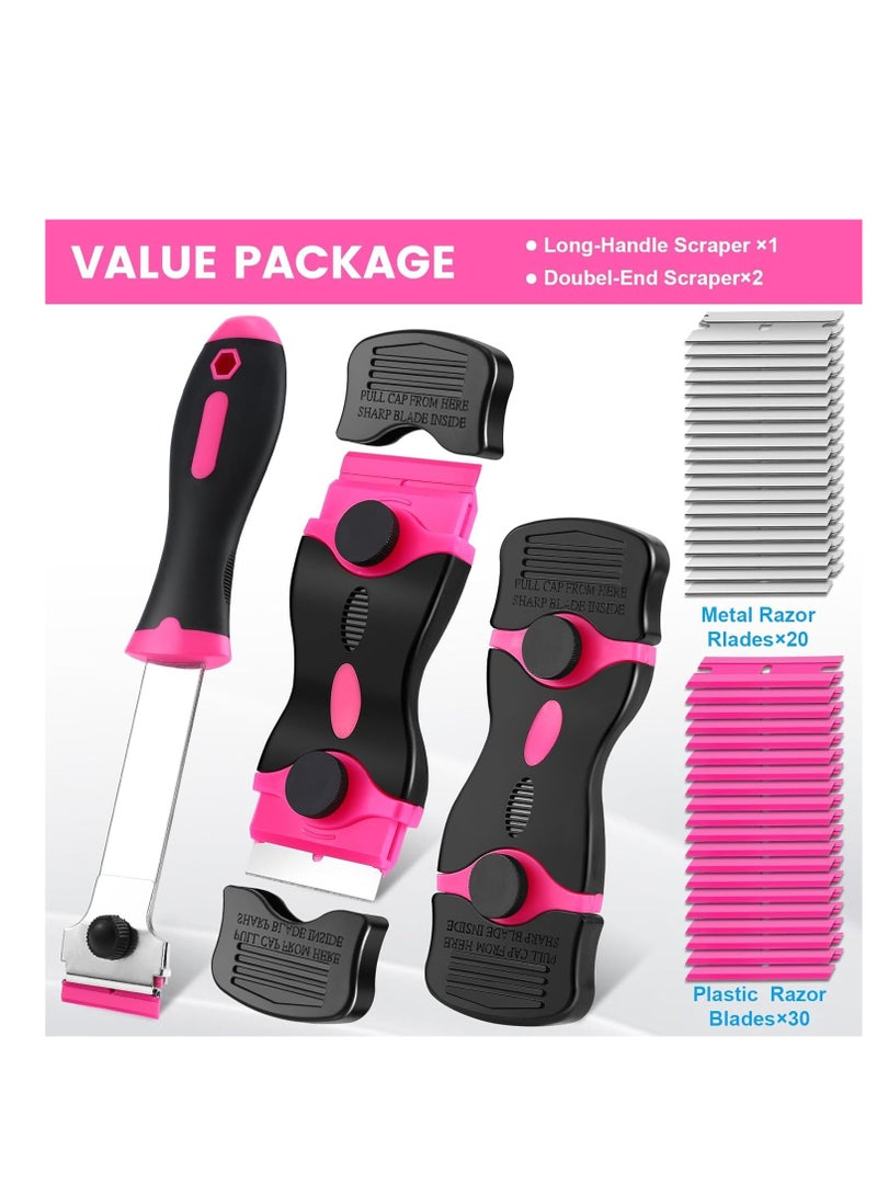 3 Pack Razor Blade Scraper, Premium Razor Scraper Tool with Extra 15 Plastic Razor Blades u0026 15 Metal Blades, Multi-Purpose Cleaning Razor Scraper for Decals, Labels, Caulk, Adhesive, Paint Removal - Image 5
