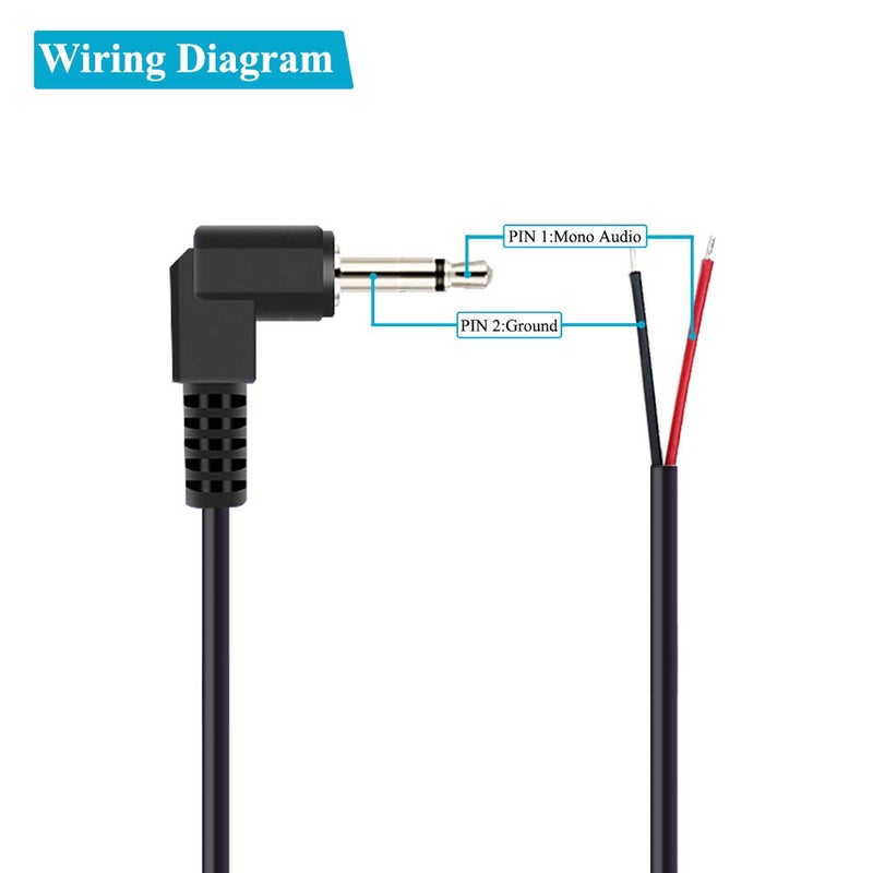 Fancasee 2-Pack 3.5mm 1/8" to Speaker Wire TS Mono Right Angle Male Plug to Bare Wire Pigtail 3.5mm Jack Connector Adapter Repair Audio Cable for Speaker, Trigger Cable - Image 2