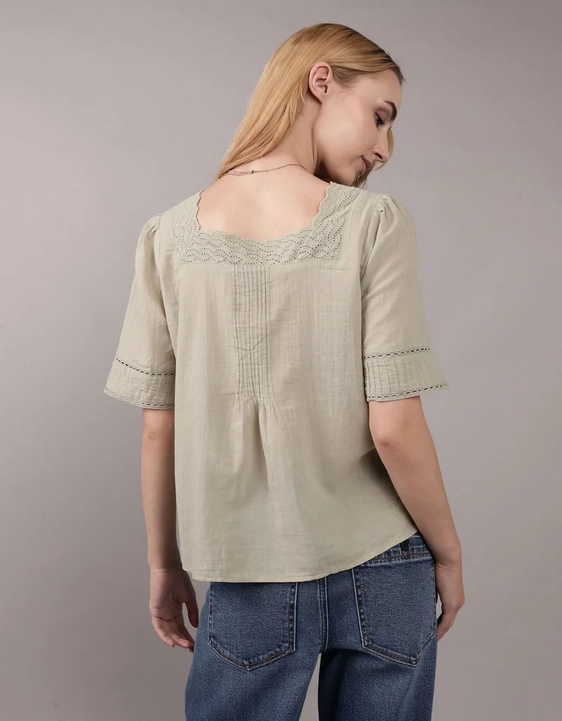 امريكان ايجل بلوزة بأزرار وقبة مربعة