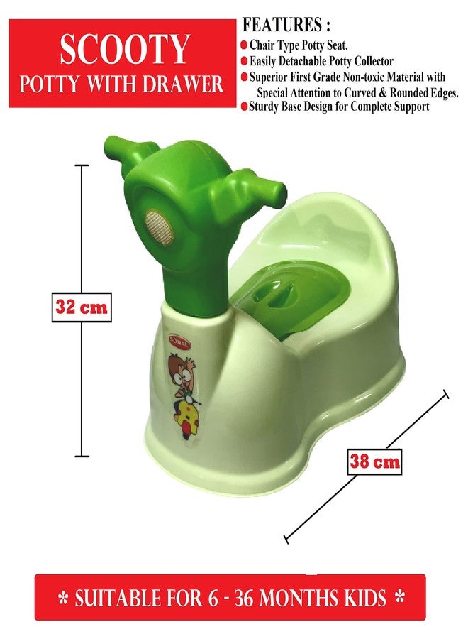 aaKaR Sonal - Baby Scooty - Baby Toilet Trainer Potty Seat with Removable Tray, Lid Cover (Green) - Image 2