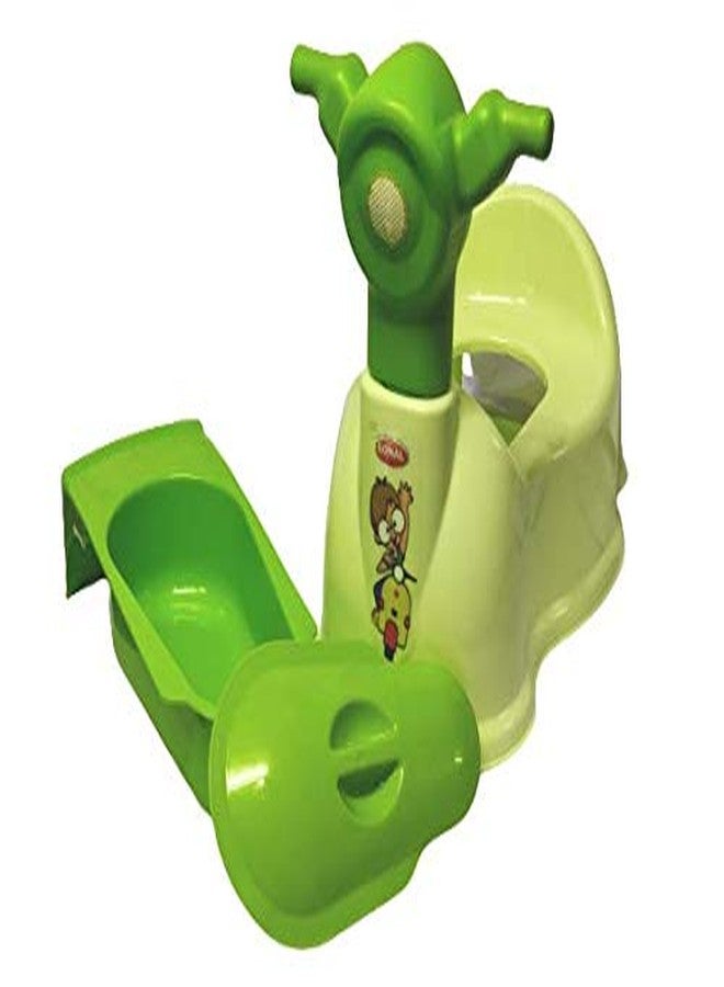 aaKaR Sonal - Baby Scooty - Baby Toilet Trainer Potty Seat with Removable Tray, Lid Cover (Green) - Image 1
