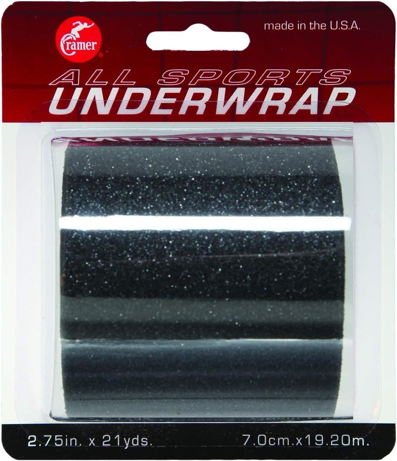 Cramer Tape Underwrap Single Roll Black NonLatex Pre Wrap to Protect Skin from Irritation and Discomfort Caused by Athletic Tape Tearable Sports Wrap NonAdhesive 275 x 21 Yards