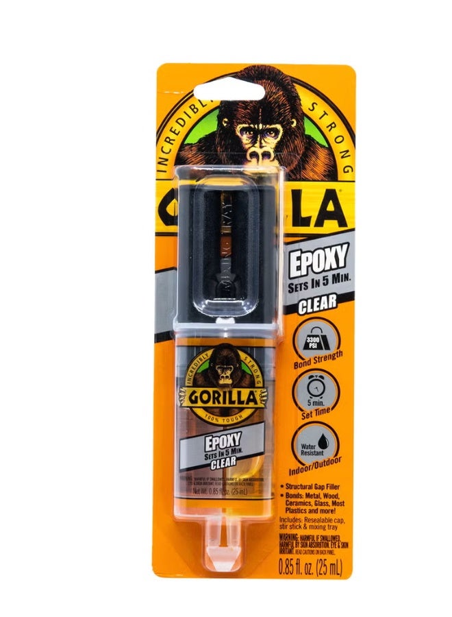غراء إيبوكسي غوريلا ثنائي المكونات، 0.85 أونصة، شفاف - Image 1