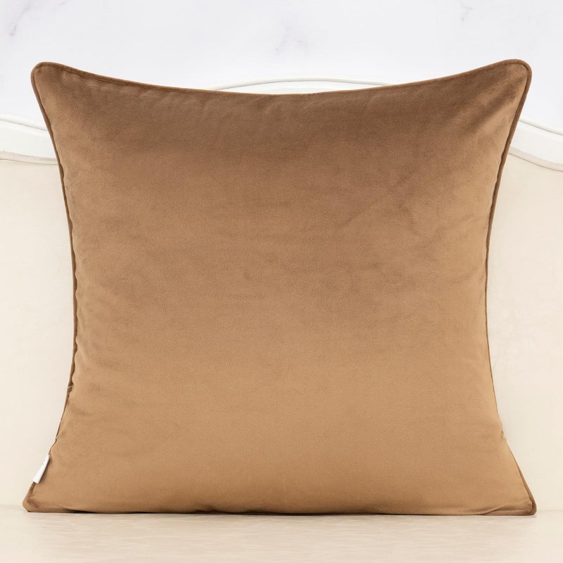 Alerfa Brown Floral Throw Pillow Cover 20 x 20 Inch Cut Velvet Sqaure Luxury Decorative Pillow Cover for Couch Living Room Bedroom - Image 2